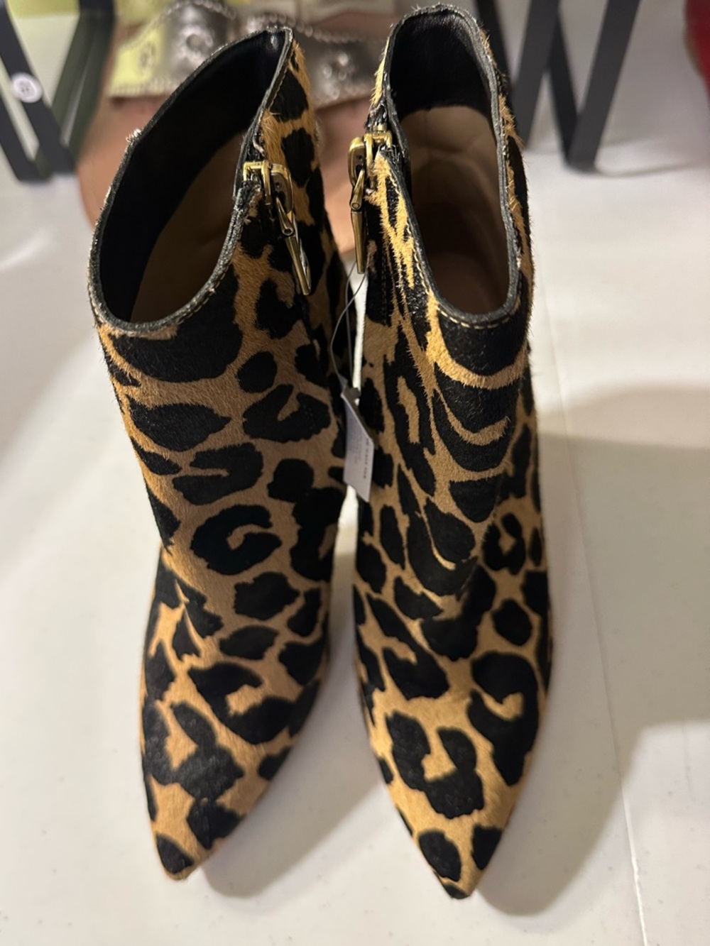 Coach Carter Calf Hair Leopard Print Booties Sz 5 NWT